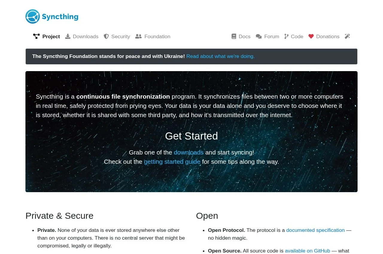 Syncthing screenshot