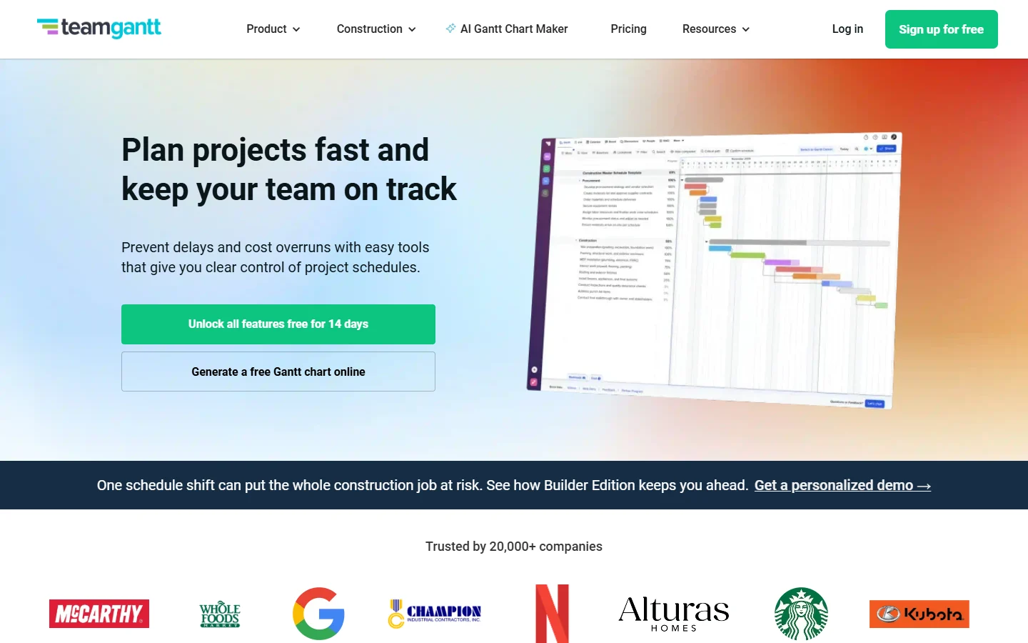 TeamGantt screenshot