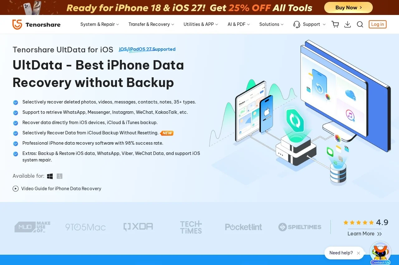 Tenorshare UltData screenshot