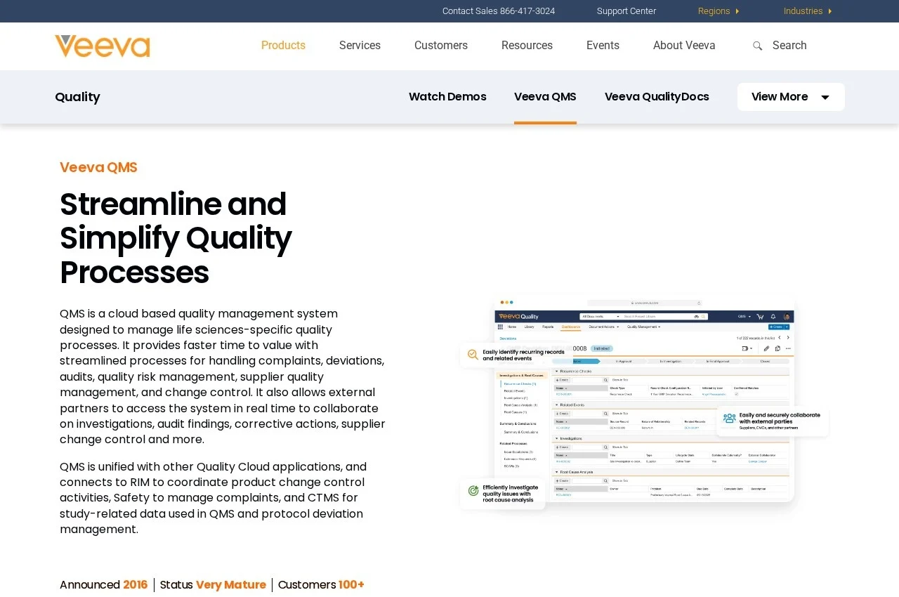 Veeva Vault QMS screenshot