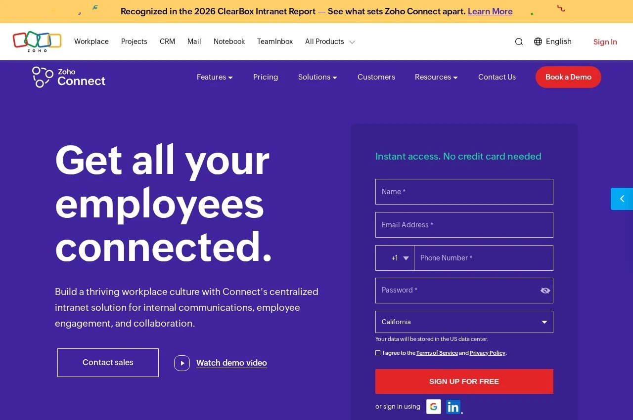 Zoho Connect screenshot
