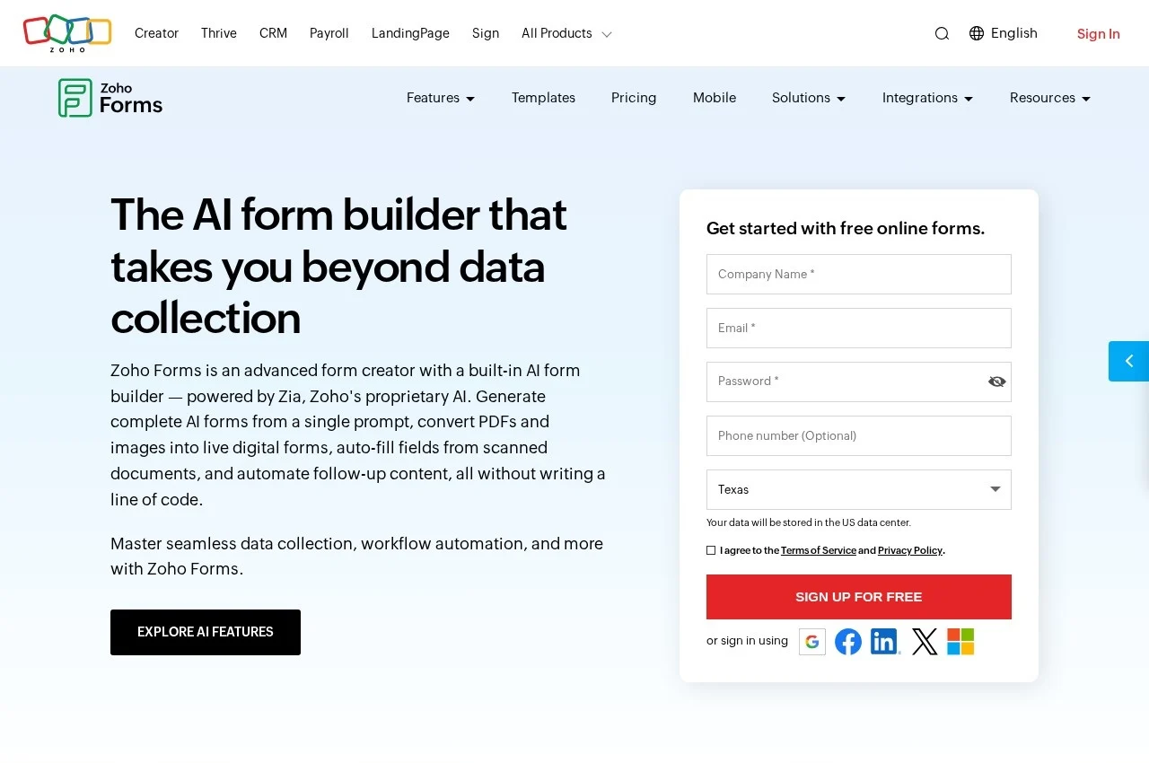 Zoho Forms screenshot