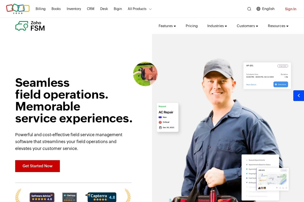 Zoho FSM screenshot