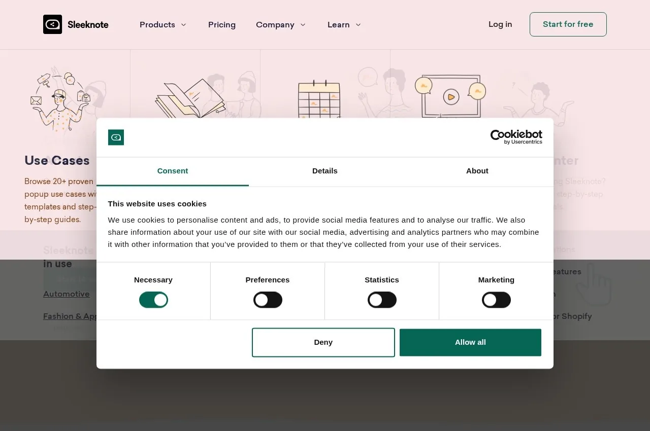 Sleeknote screenshot
