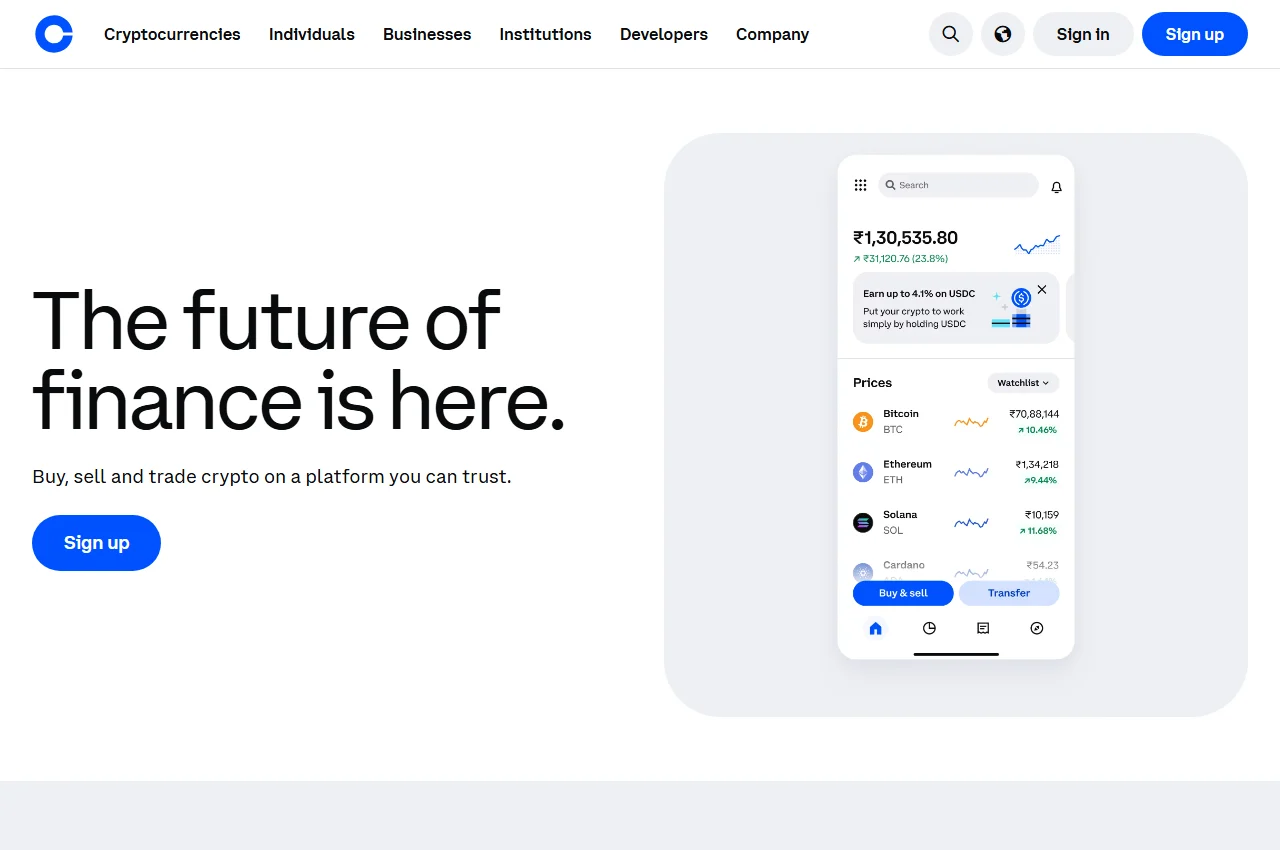 Coinbase screenshot
