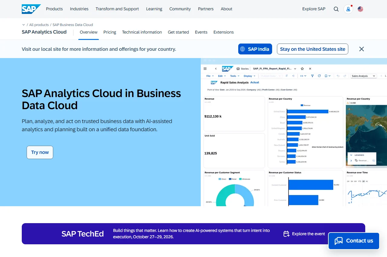SAP Analytics Cloud screenshot