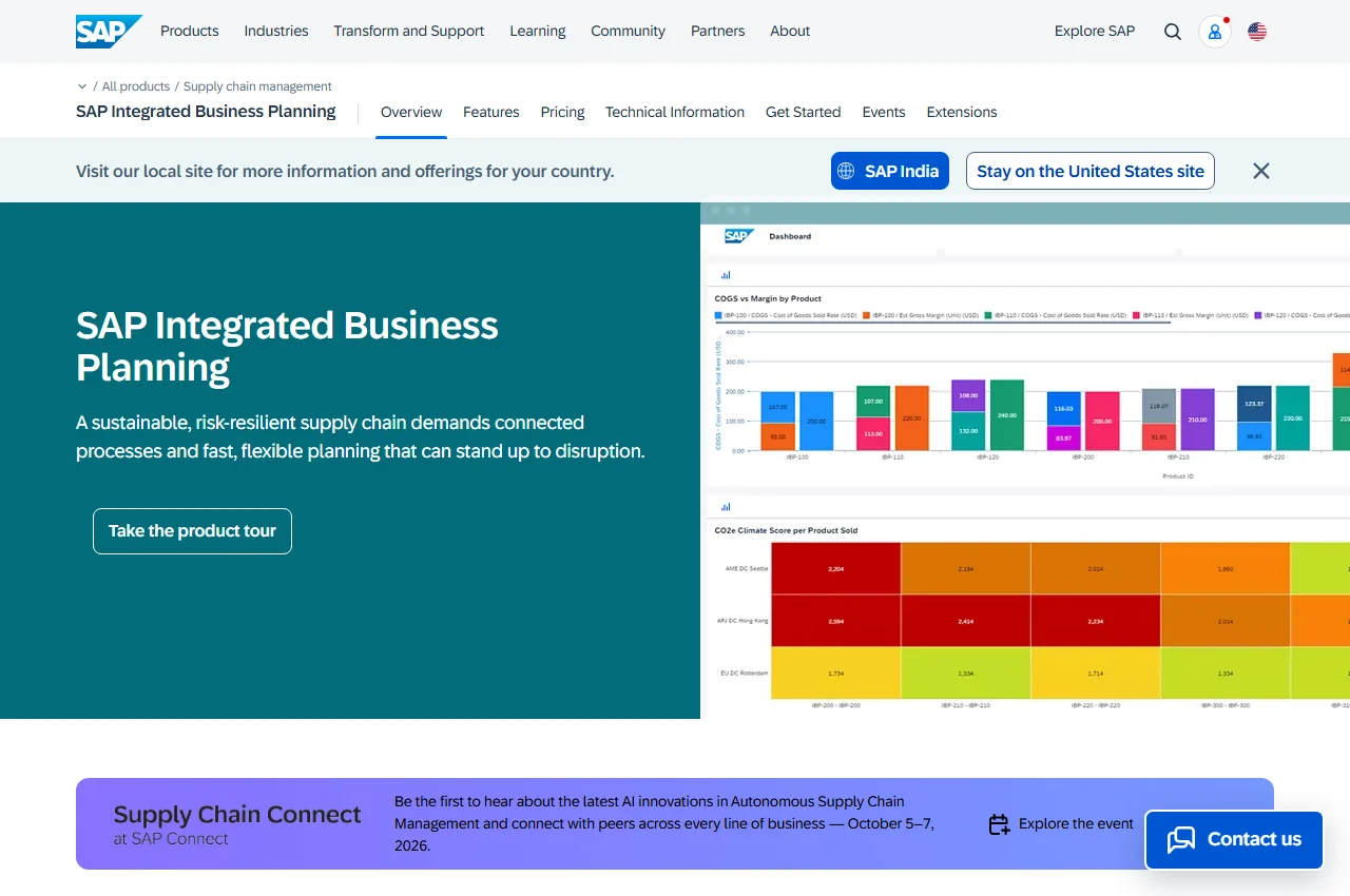 SAP Integrated Business Planning screenshot