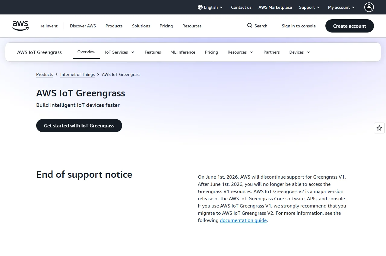 AWS IoT Greengrass screenshot