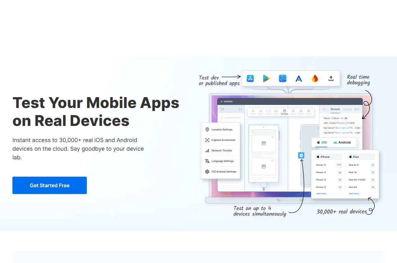 BrowserStack App Live screenshot